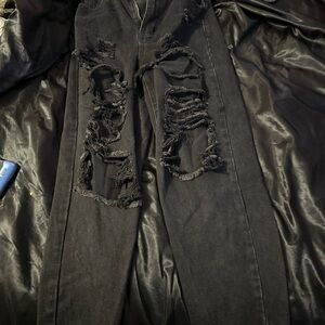 Distressed Black Denim Jeans